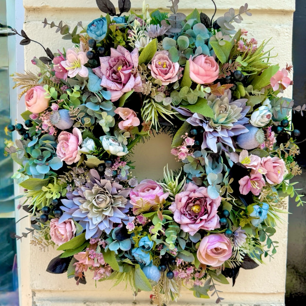Autumn Artificial Wreath | Dusky Blue
