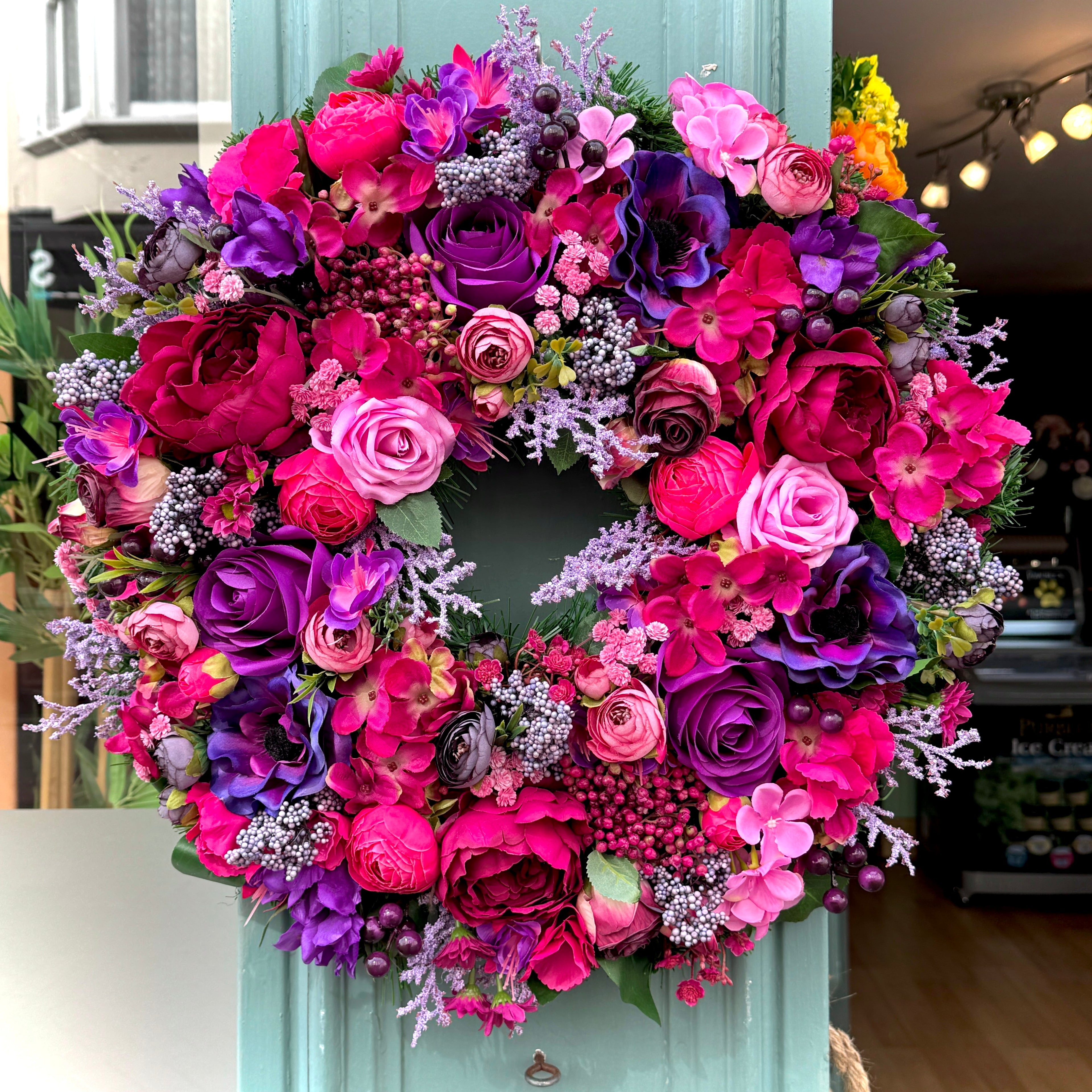 Magenta Mayhem artificial wreath