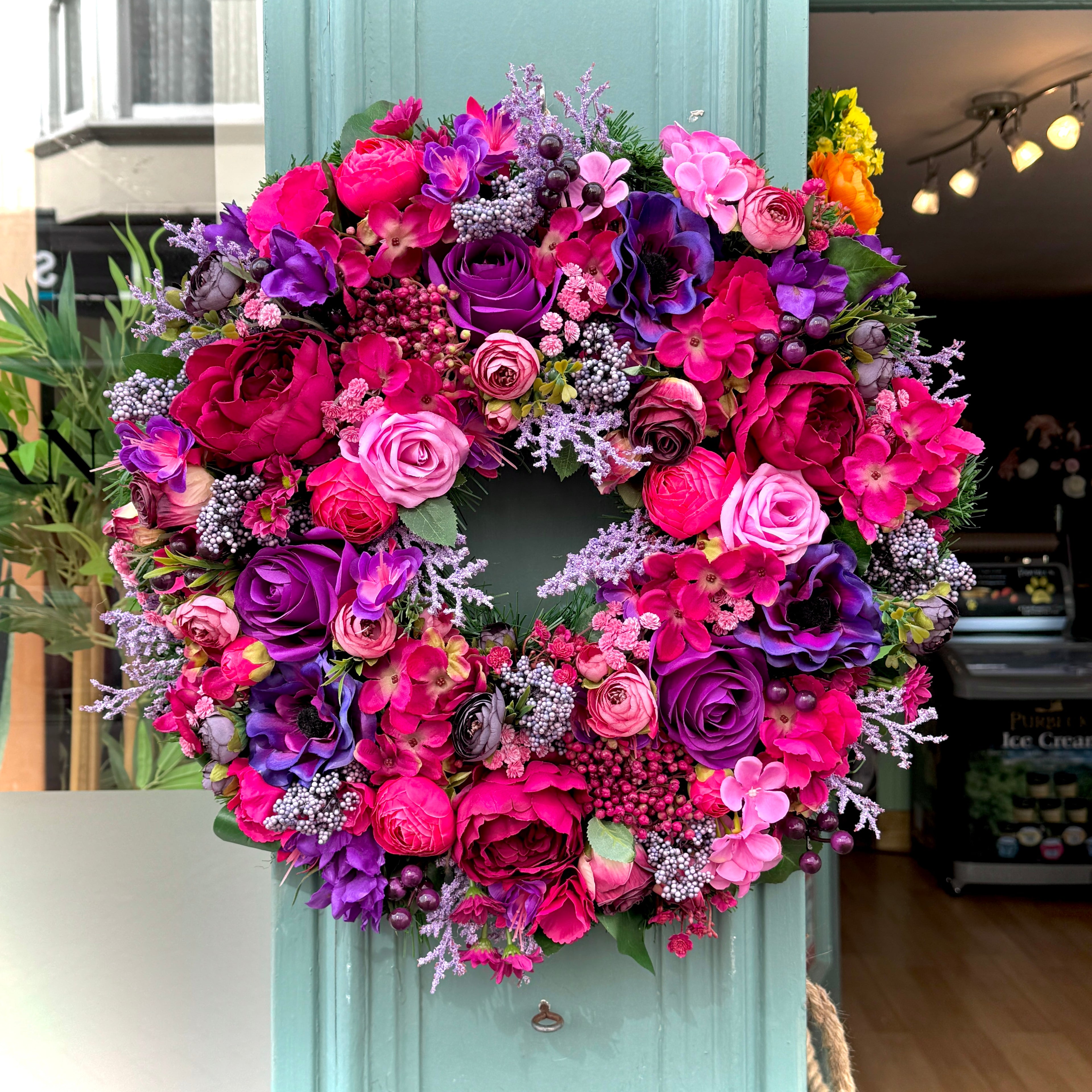 Magenta Mayhem artificial wreath