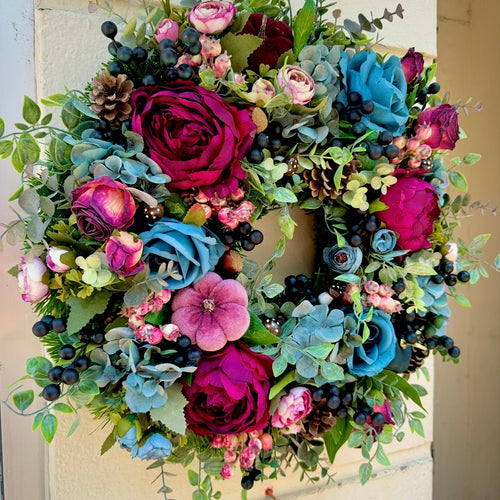 Autumn Artificial Wreath | Midnight Blue